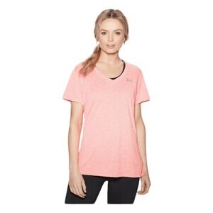 Under Armour Twisted Tech Tee Heather Orange V-Neck‎ Short Sleeves Athletic XS